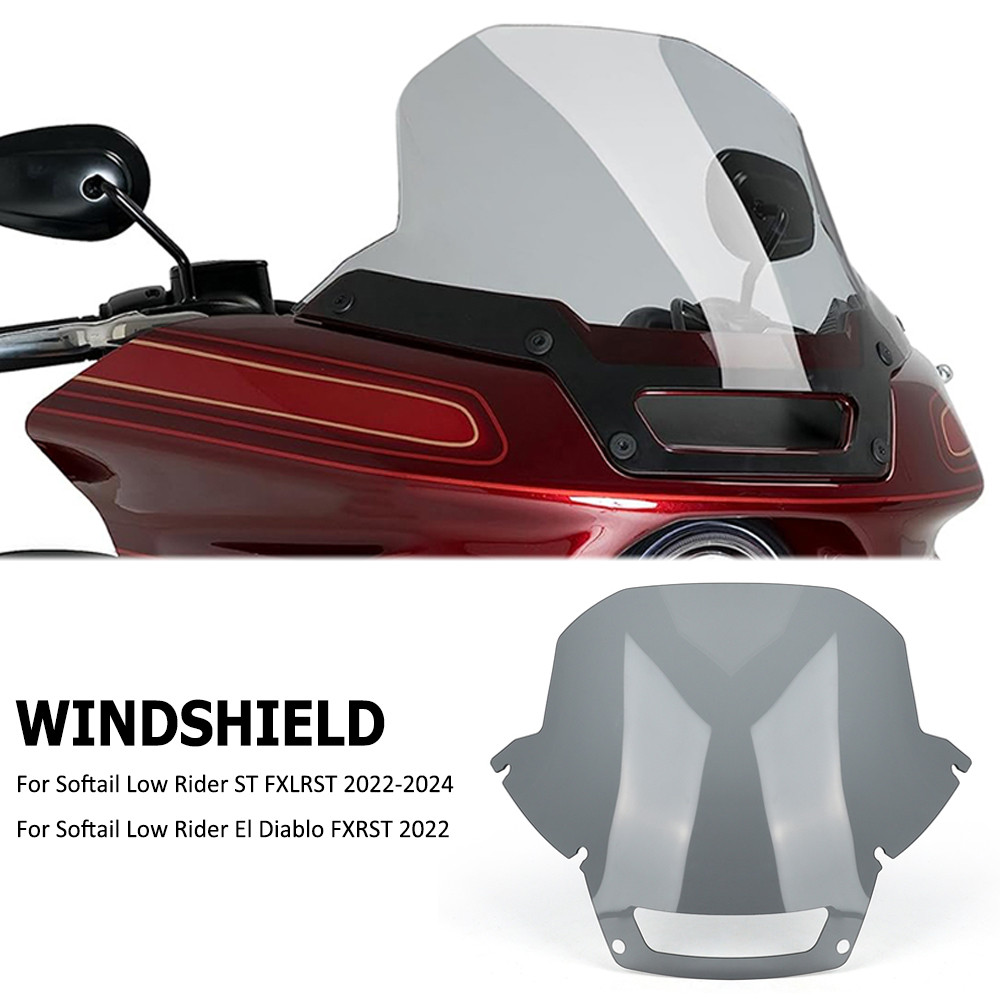 Zรถจักรยานยนต์ 15 นิ้วด้านหน้ากระจกกระจกหน้าจอ WIND SHIELD สําหรับ Harley Softail LOW Rider El Diabl