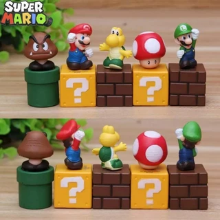 Super Mario Action Figures 5 ชิ้น/เซ็ต Luigi Yoshi ตุ๊กตาอะนิเมะคอลเลกชันเครื่องประดับตกแต่งเค้กของเล่นเด็กของขวัญ