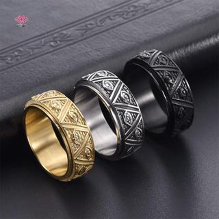 HWETR Vintage Punk ไทเทเนียมเหล็ก Evil Eyes แหวนสําหรับผู้ชา…