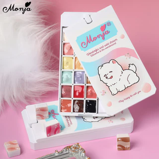 Monja Nail Art UV Gel Polish 18สี Palette กล่อง Pat Ombre สีไล่ระดับสีภาพวาดวาด เล็บออกแบบเครื่องมือ