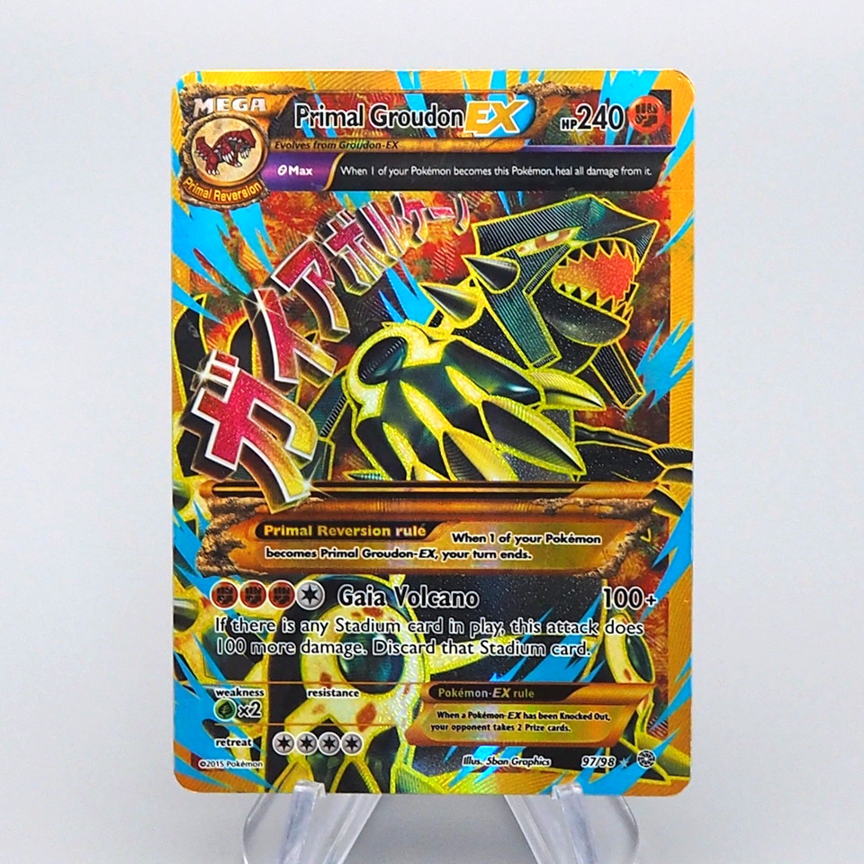 Pokemon Card Primal Groudon EX 97/98 Full Art Gold Nintedo 2015 VG English q053
