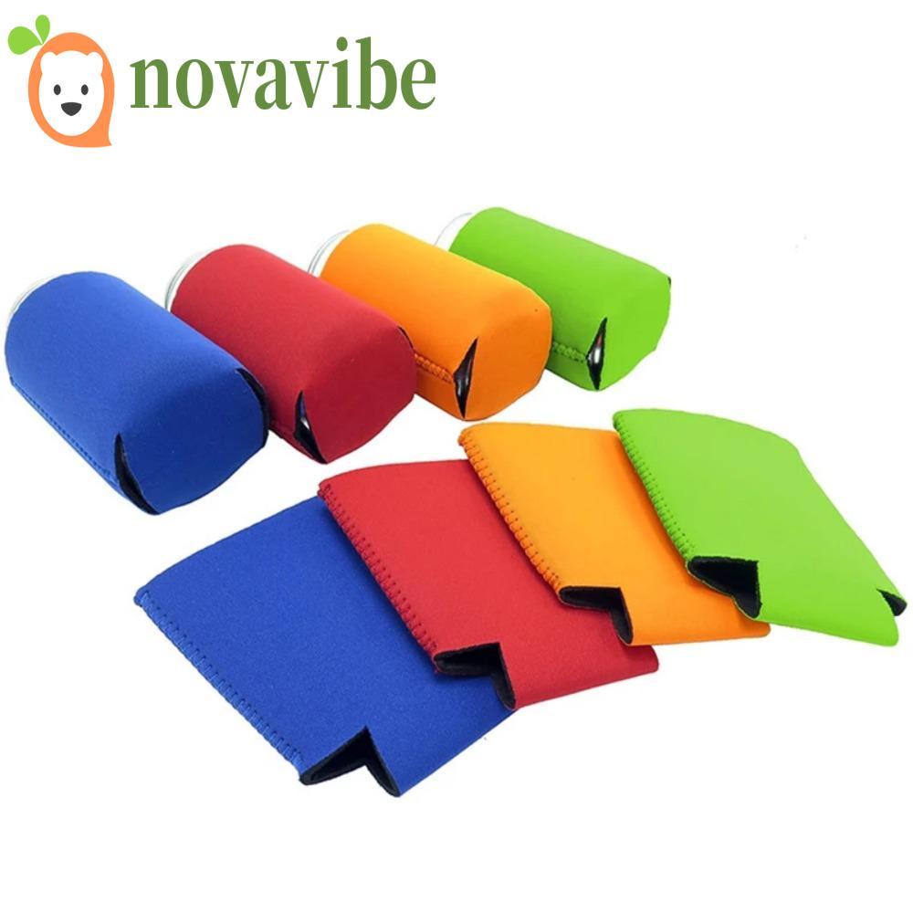 ปลอกเบียร์ NOVAVIBE, ฝาครอบถ้วยฉนวนความร้อนแบบยืดหยุ่น, สีทึบนุ่มนํากลับมาใช้ใหม่ Neoprene Camping Soda Bottele Cover Party