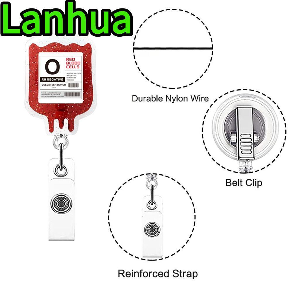 LANHUA ID Badge Reels, Blood Bag Nurse Badge Holder, Accessories Lanyard คลิปจระเข้สําเร็จการศึกษา I