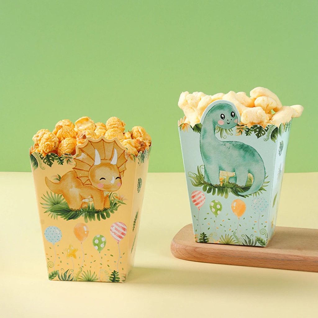 ธีมไดโนเสาร์ Party Popcorn กล่องกล่องขนม Dino ไดโนเสาร์ Party Decor งานแต่งงาน Baby Shower เด็กผู้หญ