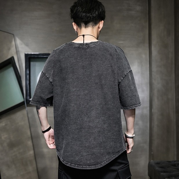 Y-T🧸 เสื้อยืดฟอก เสื้อวินเทจ เสื้อดำ oversize ผ้าฝ้าย100% ไม่ยืดไม่ย้วย ผ้านุ่มใส่สบายใส่ง่าย - รูปที่ 3