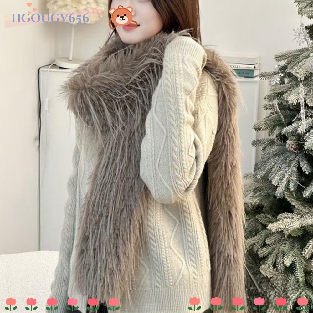 ผ้าพันคอกันหนาว femur faux fur สำหรับผู้หญิง ดีไซน์ฟูลฟี้ ป้องกันลมหนาวและเป็นแฟชั่น