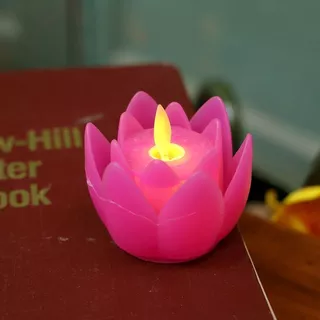 เทียน LED รูปดอกบัว 🌸 ไฟสลัวนวล ✨ บูชา ทำบุญ 🙏 ตกแต่งบ้าน 🏠A00215