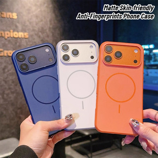 ใหม่ Matte Skin-friendly แหวนบางเคสโทรศัพท์แม่เหล็กสําหรับ iPhone 17 16 15 14 Plus 17 Air 11 12 13 Pro Max ขนาดใหญ่รูเลนส์ออกแบบอะคริลิค Anti-Fingerprints กรณี