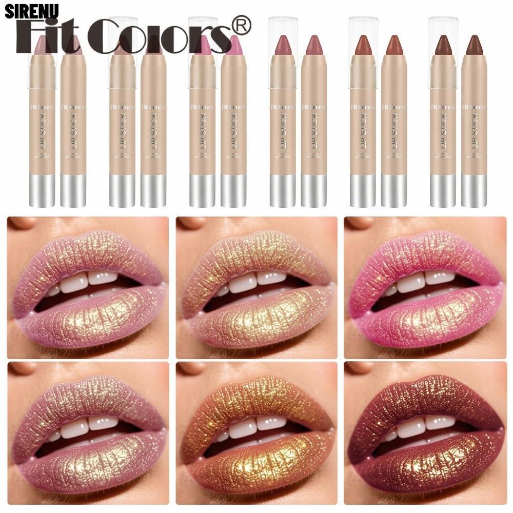SIRENU Lips Lipliner Pencil, Matte Long-Lasting Lipstick Lipliner, กันน้ําพร้อม Gold Glitter Shiny L