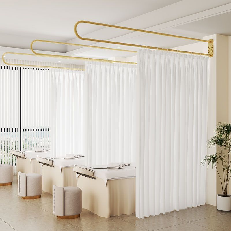 U-Shaped ความเป็นส่วนตัว Health Center ดึงผ้าม่านกายภาพบําบัดเตียงผ้าม่านสนับสนุน Rod Beauty Shop พา