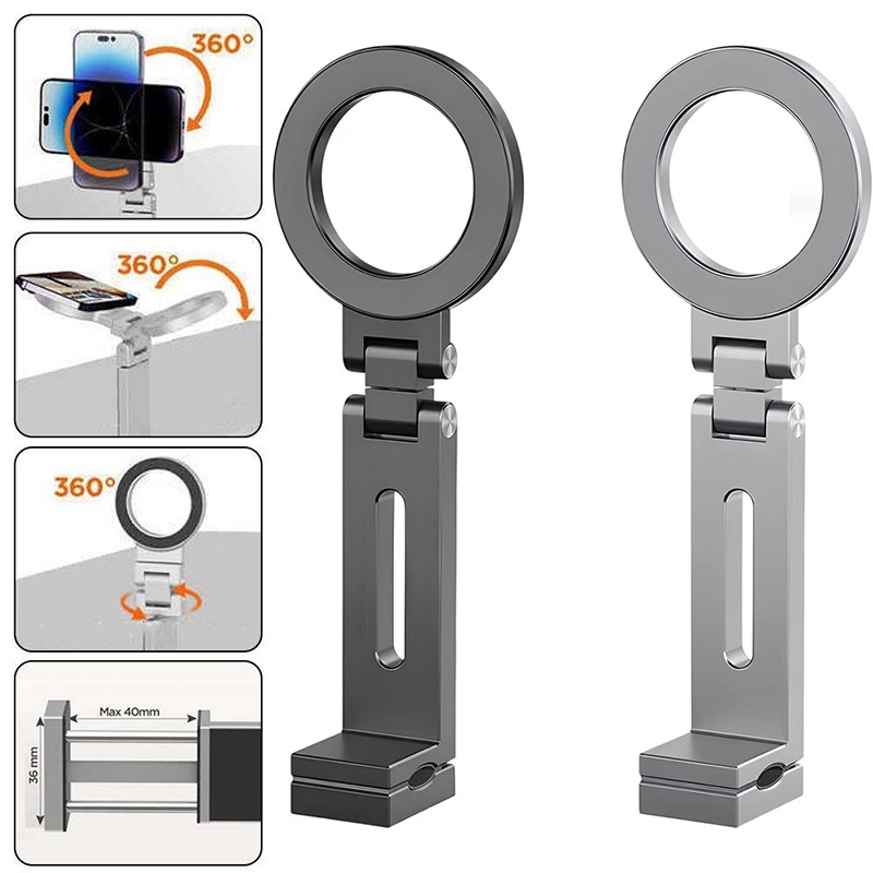 ขาตั้งโทรศัพท์แม่เหล็ก MagSafe พับได้ หมุน 360° พกพาตั้งโต๊ะ แรงดูดแน่น