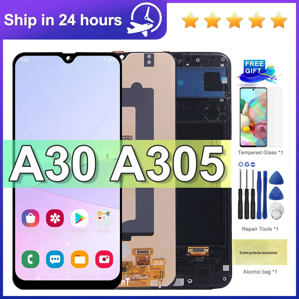 การออกแบบคลาสสิก 6.4 จอแสดงผลสําหรับ Samsung A30 A305/ds A305f A305fd A305a Lcd Touch Screen Digitiz