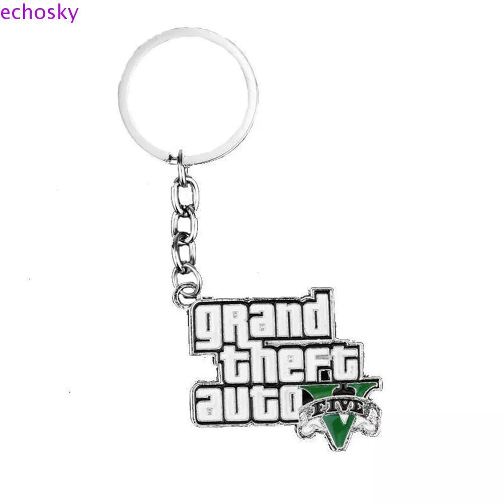 ECHOSKY เกม GTA V พวงกุญแจของขวัญวันเกิด PS4 Xbox PC เกมสําหรับแฟนสําหรับชายเกม GTA Key Holder