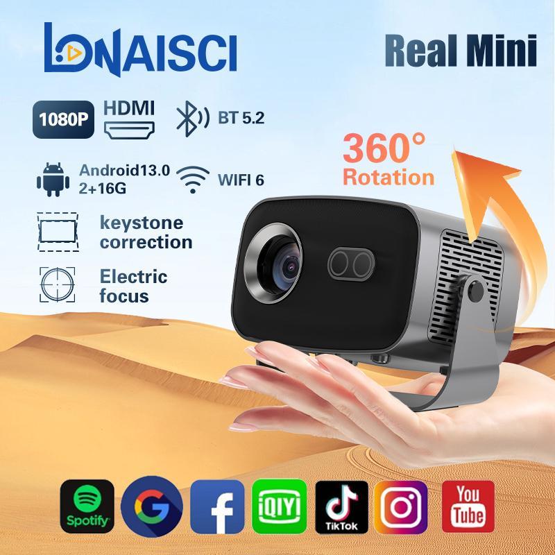 2025 ใหม่ล่าสุด V10 โปรเจคเตอร์ 1 สมาร์ท LED โปรเจคเตอร์ 5G Dual WIFi โฟกัสอัตโนมัติและ Keystone ไร้