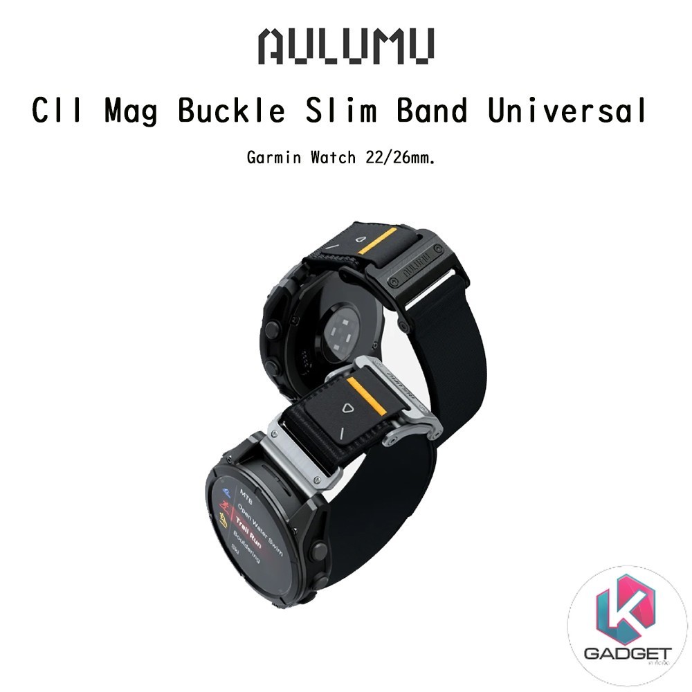 AULUMU C11 Mag Buckle Slim Band Universal สายนาฬิกาแบบผ้าไนลอนเกรดพรีเมี่ยม สายสำหรับ Garmin Watch 2