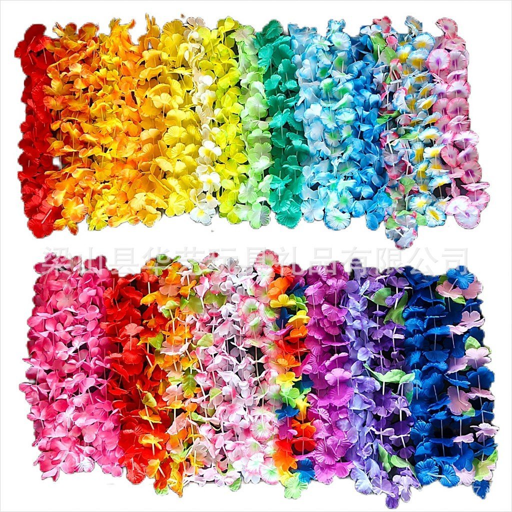 ชุดฮาวายสูญญากาศ กับดอกไม้บีบอัดสีสันสดใส พวงมาลัยและสร้อยคอมัลติฟังก์ชัน GCR0