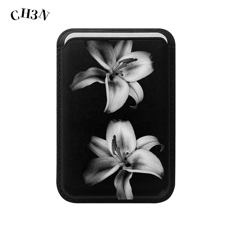 wallet magsafe magsafe wallet Black White Lily เหมาะสําหรับ Apple magSafe Magnetic Card Holder iphon