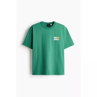 H&M(เอชแอนด์เอ็ม) เสื้อยืดผ้าฝ้ายพิมพ์ลายทรงหลวม ผู้ชาย 1340540_1