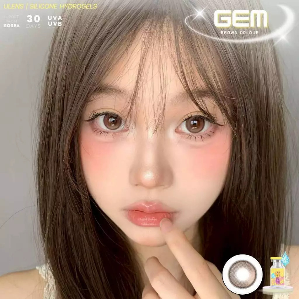 คอนแทคเลนส์เกาหลี (ขนาดกลาง) Gem 💧Silicone Hydrogel💧 อมน้ำ65% Ulens ผลิตที่ประเทศเกาหลี 🇰🇷