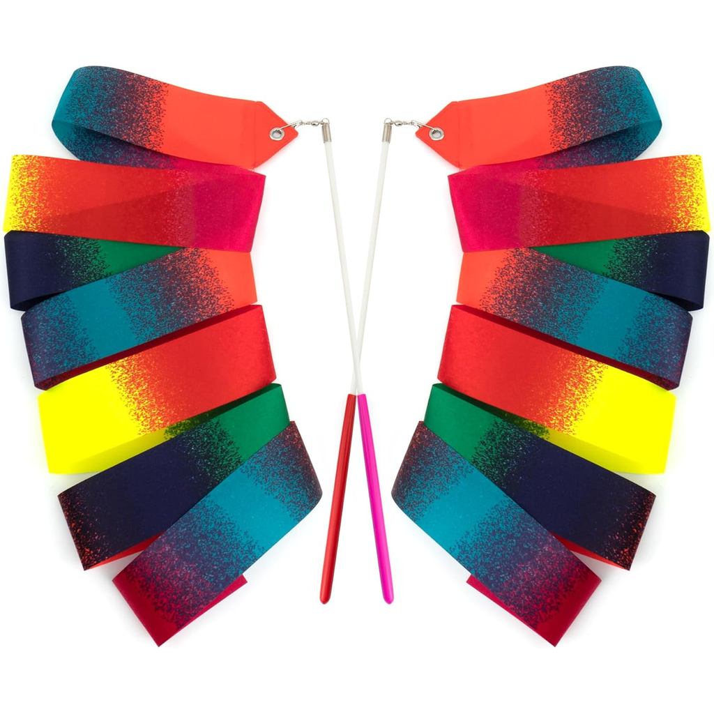 Medsuo 2 PCS สนุกยิมนาสติกริบบิ้น 78.7 นิ้ว Rhythmic Dance Ribbon Twirling Wands Baton Long Streamer