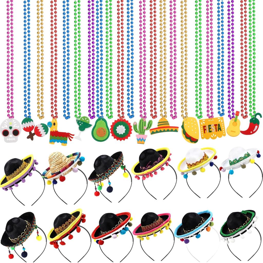 30 ชิ้น Cinco De Mayo Fiesta Party Favors Include 12 เม็กซิกันหมวก Headbands และ 18 Cinco De Mayo Fi
