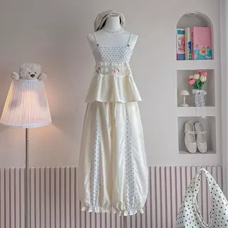 Ruda polkadot look สายเดี่ยว กางเกง ขายาวจินนี่ m10