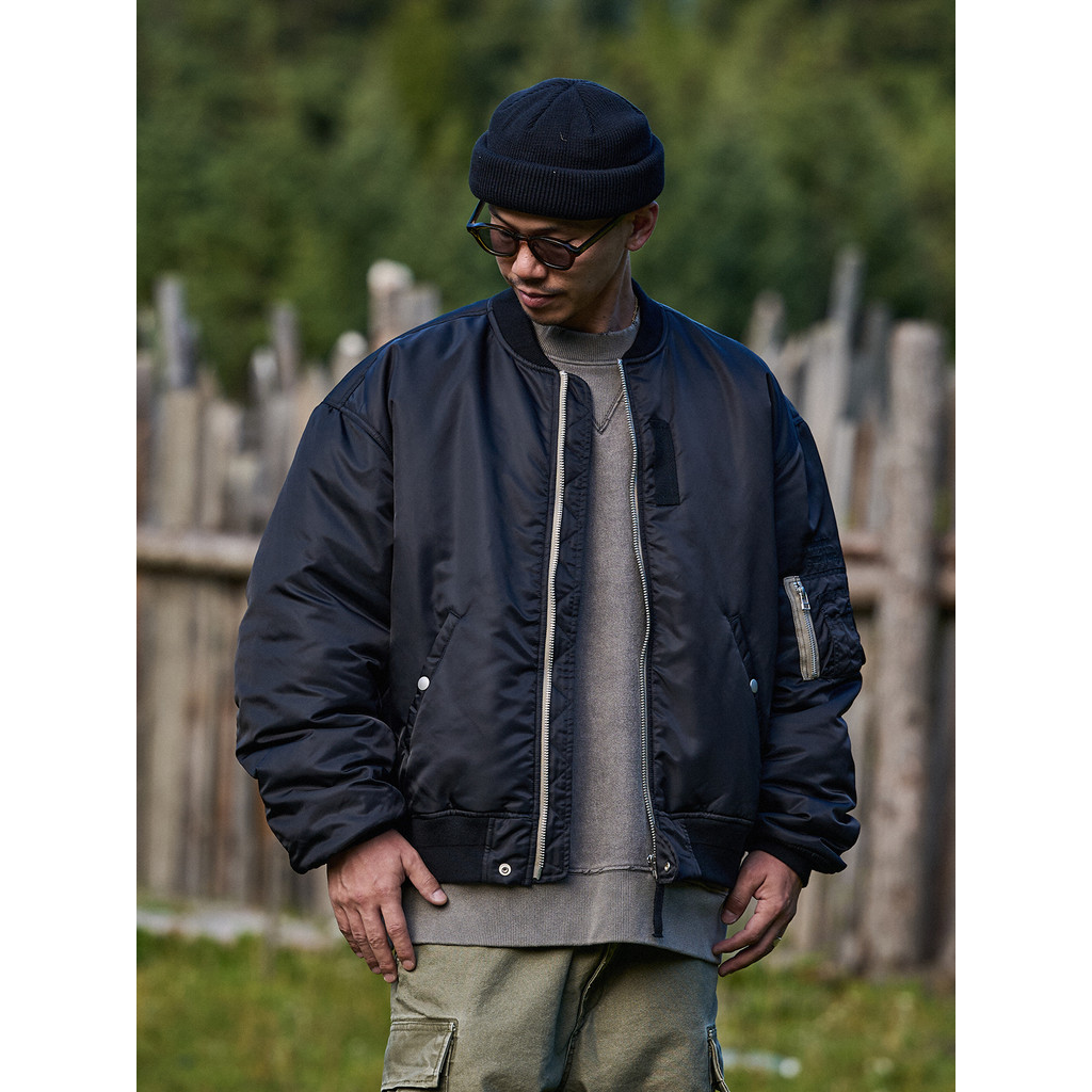 Broshood 24aw ญี่ปุ่นหลวม Retro bomber Jacket 3M ใหม่ Shelly Cotton Filled MA1 Flight Jacket