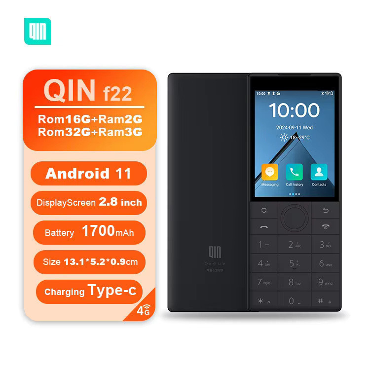 Qin F22 2 + 16G/3 + 32G ไม่มีกล้อง 1700mAh 4G MTK6739 หน้าจอสัมผัส Android โทรศัพท์สมาร์ท C32J