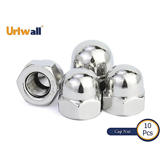 Urlwall 10 ชิ้น 304 สแตนเลสโดมหมวก Nut Acorn Hex หกเหลี่ยมตกแต่งฝาครอบ Nut Blind Nut