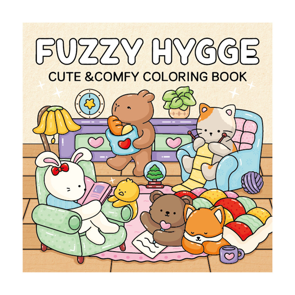 Youth สไตล์สบายสมุดระบายสี FUZZY HYGGE สมุดระบายสีการบีบอัดกระดาษคุณภาพสูงภาพวาดระบายสีกระดาษวาดผ้าใ