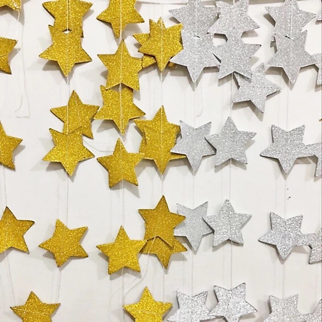 [SG] 4m Glitter Shiny Star Garland Gold Silver Blue Purple