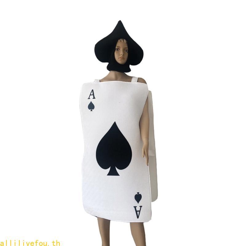LIVE of Spades Costume Set with Spades Hat Dress Halloween Fancy-Dress