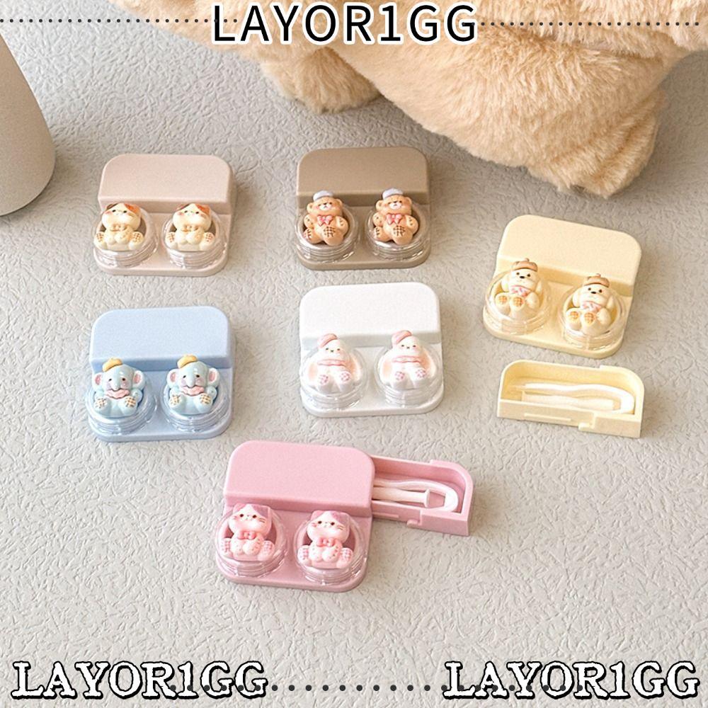 LAYOR1GG คอนแทคเลนส์, ABS พร้อมกล่องเลนส์ดูดไม้กายสิทธิ์, การ์ตูนแบบพกพาพร้อมแหนบเลนส์แบบลิ้นชักเดิน