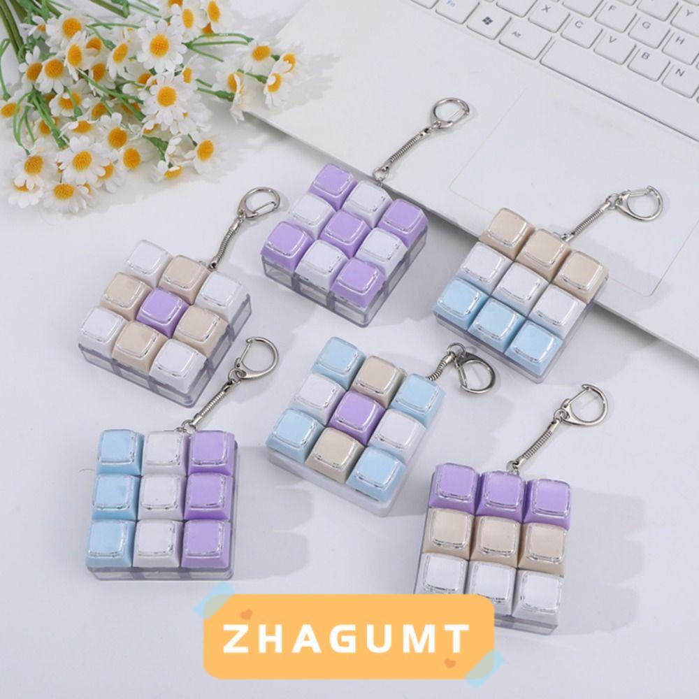 ZHAGUMT366KB 9 คีย์บอร์ดของเล่นของขวัญ,ปุ่ม Keycap Fidget Decompression คีย์บอร์ดเกมพวงกุญแจ, Creative DIY ความเครียดบรรเทา Anti Stress Finger Creative กระเป๋าจี้ชายหญิง