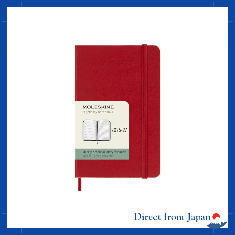 Moleskine 2026 Weekly Pocket Diary - 18 Months, Starts July, Hard Cover, Scarlet Red (9cm x 14cm)