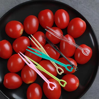 ส้อมจิ้มผลไม้แบบพลาสติก ส้อมพลาสติก สำหรับจิ้มเค้ก ขนมหวาน ไม้เสียบผลไม้ จัด