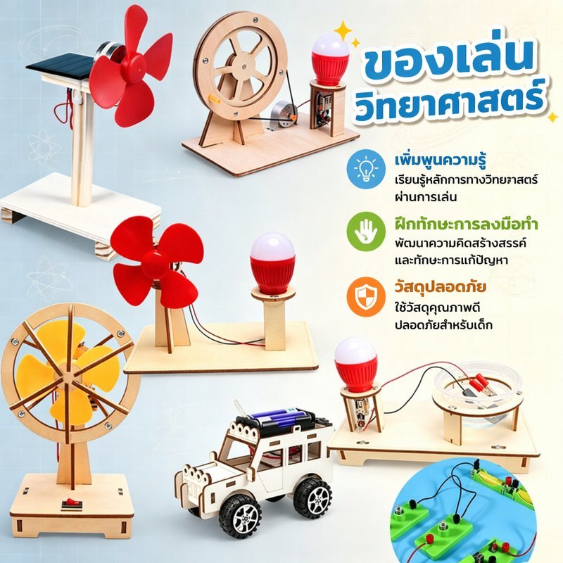 พร้อมส่ง พัดลมพลังงานแสงอาทิตย์ DIY ของเล่นไม้ แปลงพลังงานแสงอาทิตย์เป็นไฟฟ้า ของเล่นวิทยาศาสตร์
