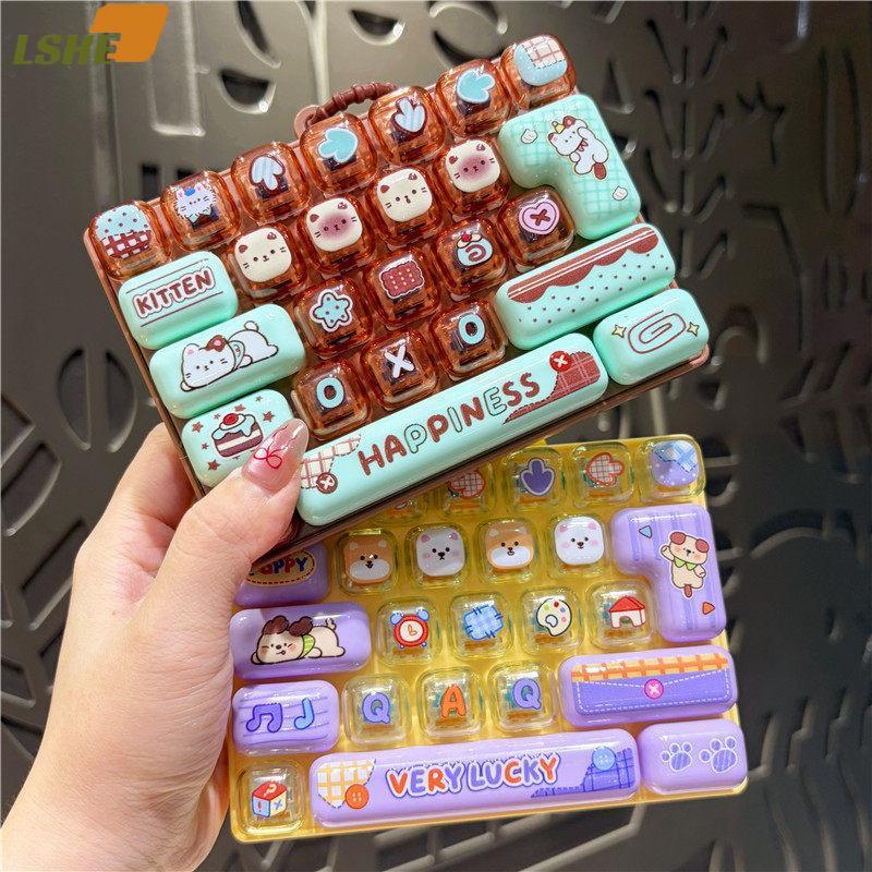 [LSHE] น่ารัก Dpression ของเล่น 26 คีย์ Soft Fidget ปุ่มของเล่นซิลิโคนกระเป๋าแขวนเครื่องประดับสําหรับเด็กวัยรุ่นความเครียดบรรเทาใหม่