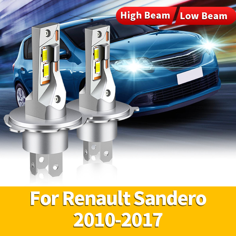 2PCS H4 LED ไฟหน้าสีขาว Auto ขับรถวิ่งโคมไฟ DRL 20000LM 44W 12V HB2 Hi/Lo Beam ไฟสําหรับ Renault San