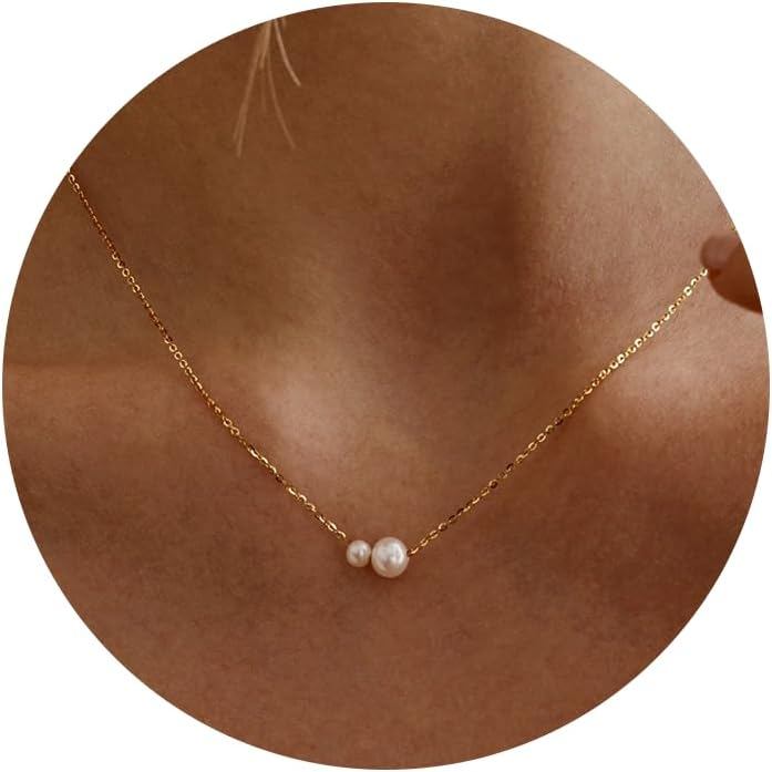 สร้อยคอใหม่ อินเทรนด์, 14k Plated Dainty Simple Pearl Drop Single Charm จี้สร้อยคอของขวัญวันเกิดงานแ