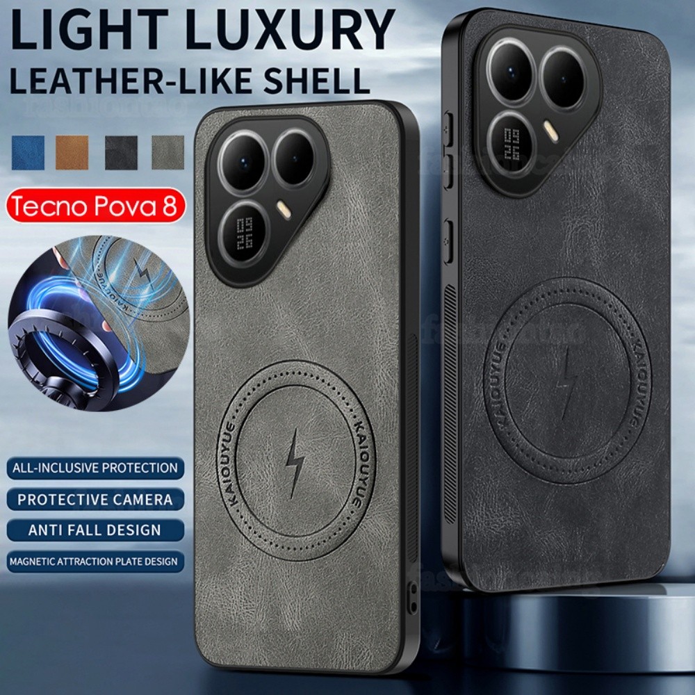 สําหรับ TecnoPova8Pro 5G หนัง Matte Texture เคสโทรศัพท์สําหรับ Tecno Pova 8 Pro 8Pro Pova8 Pro Pova8Pro TecnoPova8 Pro 2026 ปลอก Soft TPU Edge ป้องกันกันชนกันกระแทกปกหลัง