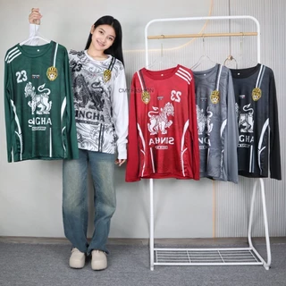 เสื้อบอล S-3XL เสื้อกีฬา คอกลม แขนยาว พิมพ์ลายสิงห์ ผ้าไมโคร เนื้อผ้านิ่ม ดีไซน์ทรงสปอร์ต ใส่ได้ทั้งชายและหญิง t255#