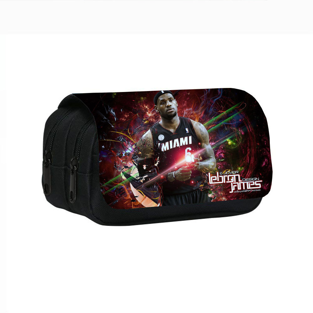 โรงงานขายส่ง LeBron James พิมพ์กล่องดินสอสองชั้น LeBron James นักเรียนประถมกระเป๋าเครื่องเขียน