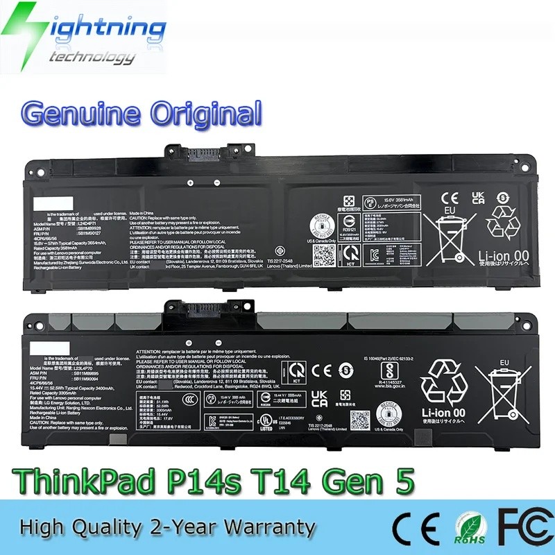 L23B4P70 L23L4P70 L23C4P73 57Wh 52.5Wh แบตเตอรี่สําหรับ Lenovo ThinkPad T14 P14s Gen 5 6