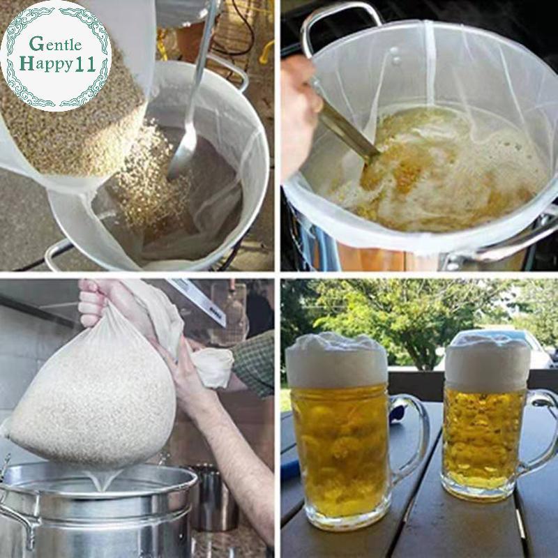 GentleHappy 2 ขนาด 100 ตาข่ายเบียร์ไนลอนกรองกระเป๋าReusableตาข่ายสุทธิความเครียดสําหรับMilk HopsชาBr