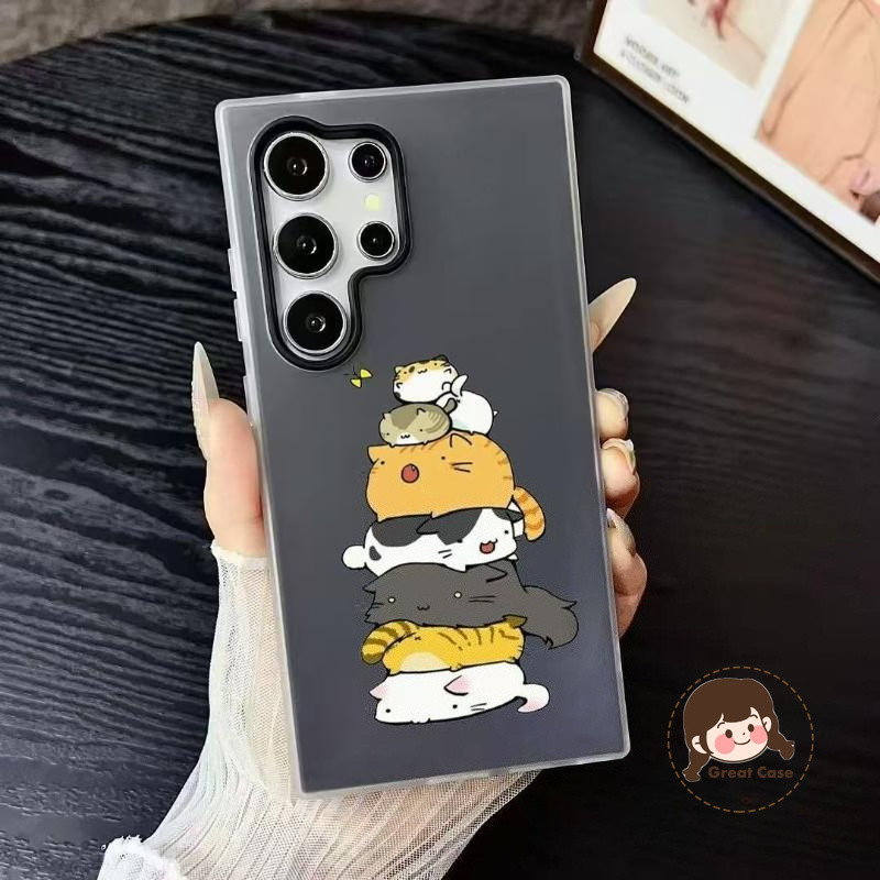 แมวน่ารัก 2 in1 Matte เคสโทรศัพท์สําหรับ OPPO Reno 8Z 7Z 8 6 Lite 6Z 5 4 Lite 5Z 5F 5K 4F ค้นหา X3 L