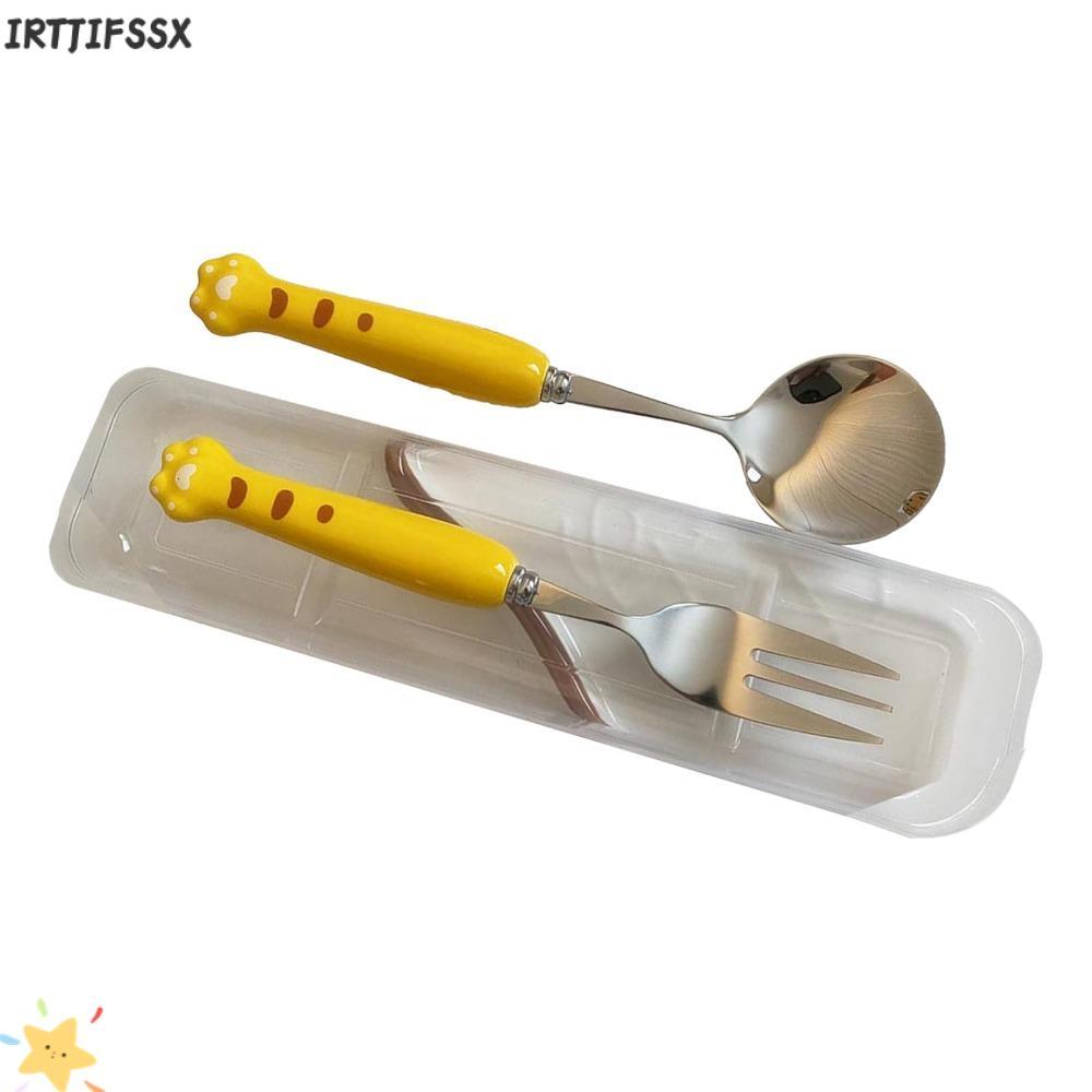 IRTJIFSSX 1Set Flatware Set, Rounded Smooth Cartoon Out Tableware, Stroustless Steel Eating Utensils