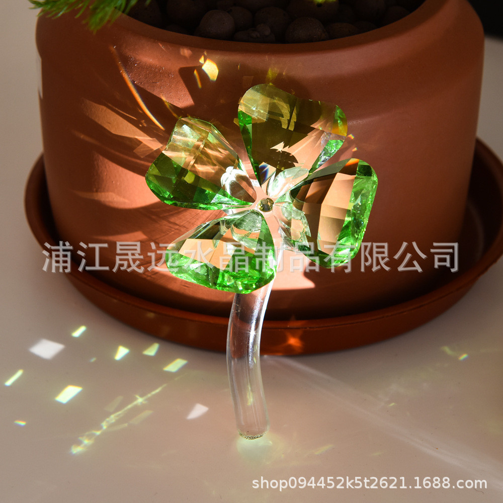 Creative gift ornament leafy grass K9Crystal glass craft ornaments