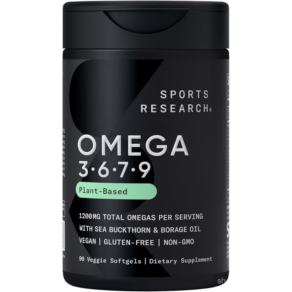 วิจัยกีฬา®  Omega 3·6·7·9 Complex 1635mg 90 Count Plantgels™ | D จากเมล็ดแฟลกซ์ออร์แกนิก O Oil Sea B