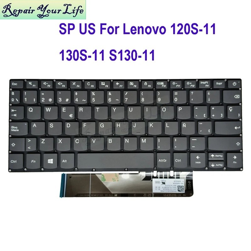 120S-11 IAP US สเปนคีย์บอร์ดสําหรับ Lenovo Ideapad 130S-11IGM 81KT S130-11IGM 81J1 PC1CP-SP SN20N252
